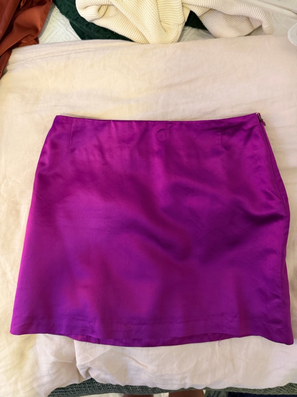 Purple Satin Mini Skirt - Women's Sleek A-Line